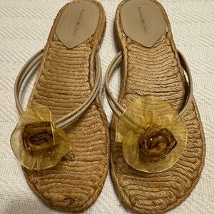 Bandolino Natural Jute/Gold Floral Women's Sandals